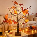 Herbstdeko Ahornblatt Baum mit Lichterketten 61cm 8