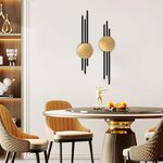 YiYa 2 Stück Metall Wand Dekoration Metall Geometrische Wanddekoration Schwarzes Minimalistische Wanddekoration Vertikale A 5