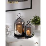 NUPTIO Windlicht Schwarz Wohnzimmer Deko: 2er Kerzenständer Laternen Glas 29cm + 21.5cm Schwarz 2