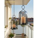 NUPTIO Windlicht Schwarz Wohnzimmer Deko: 2er Kerzenständer Laternen Glas 29cm + 21.5cm Schwarz 8