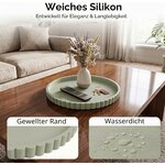 Deko Tablett für Badezimmer, 23 x 23 cm Dekoteller Rund für die Kommode, Silikon Marmorplatte rutschfeste, Schmuckschale fü 3