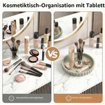 Deko Tablett für Badezimmer, 23 x 23 cm Dekoteller Rund für die Kommode, Silikon Marmorplatte rutschfeste, Schmuckschale fü 4