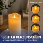 3er Set LED Kerzen Echtwachs-Optik Outdoor | 3 Größen Kunststoff elfenbein | Flackerfunktion warmweiß inkl. 5h Timer batter 7