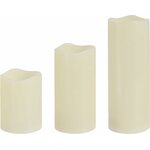 3er Set LED Kerzen Echtwachs-Optik Outdoor | 3 Größen Kunststoff elfenbein | Flackerfunktion warmweiß inkl. 5h Timer batter 9