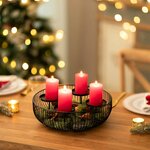 Sziqiqi Adventskranz Modern Metall Schwarz, 30cm Rund Gestell 2