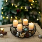 Sziqiqi Adventskranz Modern Metall Schwarz, 30cm Rund Gestell 3