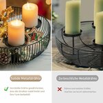 Sziqiqi Adventskranz Modern Metall Schwarz, 30cm Rund Gestell 6