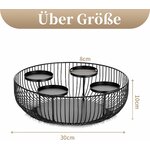 Sziqiqi Adventskranz Modern Metall Schwarz, 30cm Rund Gestell 7