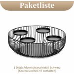 Sziqiqi Adventskranz Modern Metall Schwarz, 30cm Rund Gestell 8