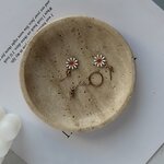 Schmuckschale aus natürlichem Marmor, Travertin, 14 cm, Schmuckschale für Ringe, Ohrringe, Geschenk für Frau, Tochter (Beig 3