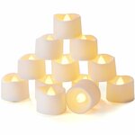 Zwölf weiße LED-Teelichter mit warmweißem Licht und gewelltem Rand