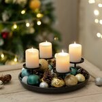 Sziqiqi Adventskranz Modern Metall Schwarz, 30cm Rund Tablett 3