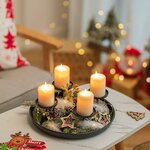Sziqiqi Adventskranz Modern Metall Schwarz, 30cm Rund Tablett 4