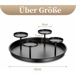 Sziqiqi Adventskranz Modern Metall Schwarz, 30cm Rund Tablett 6