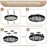 Sziqiqi Adventskranz Modern Metall Schwarz, 30cm Rund Tablett 7