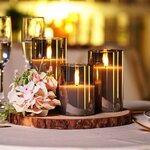Homemory Grau Glas Flammenlose Kerzen, Batteriebetriebene LED Stumpenkerzen mit Fernbedienung und Timer, Elektrische Kerzen 4