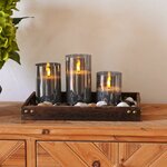 Homemory Grau Glas Flammenlose Kerzen, Batteriebetriebene LED Stumpenkerzen mit Fernbedienung und Timer, Elektrische Kerzen 5