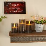 Homemory Grau Glas Flammenlose Kerzen, Batteriebetriebene LED Stumpenkerzen mit Fernbedienung und Timer, Elektrische Kerzen 7