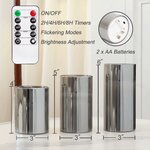 Homemory Grau Glas Flammenlose Kerzen, Batteriebetriebene LED Stumpenkerzen mit Fernbedienung und Timer, Elektrische Kerzen 8