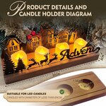Adventskranz Modern, Adventskranz Metall mit Holz Haltern, Adventsgesteck Länglich, Kerzenhalter Adventkranz Teelichter für 4