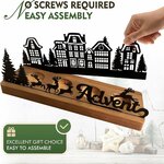 Adventskranz Modern, Adventskranz Metall mit Holz Haltern, Adventsgesteck Länglich, Kerzenhalter Adventkranz Teelichter für 6
