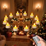 SoulBay LED Teelichter Wiederaufladbar mit Fernbedienung & Timer, 12er Set Weiß 4