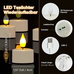 SoulBay LED Teelichter Wiederaufladbar mit Fernbedienung & Timer, 12er Set Weiß 8