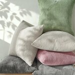 Topfinel 2er Set Kissenbezug 50x50 creme Kordsamt gestreiftes Muster Kissenbezüge Kissenhülle Dekokissen Sofakissen Couchki 5
