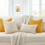 Topfinel 2er Set Kissenbezug 50x50 creme Kordsamt gestreiftes Muster Kissenbezüge Kissenhülle Dekokissen Sofakissen Couchki 6