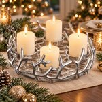 Brandsseller Adventskranz Ø28 cm Silber – Aluminium mit 4 Kerzentellern Ø 28 cm Silber 2