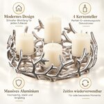 Brandsseller Adventskranz Ø28 cm Silber – Aluminium mit 4 Kerzentellern Ø 28 cm Silber 7