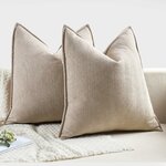 MIULEE 2er Kissenbezug 50x50 Beige Chenille Kissenhülle zierkissen 50 x 50 cm, 2 Stück Beige 6