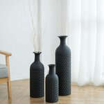 Sziqiqi Metall Schwarz Bodenvase Groß: Große Vasen Boden für Pampas 3er Schwarz 3pcs 2