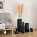 Sziqiqi Metall Schwarz Bodenvase Groß: Große Vasen Boden für Pampas 3er Schwarz 3pcs 3