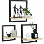 Wandregal Holz Wanddeko Wohnzimmer, 3er Set Kleines Regal Wand Natur 8