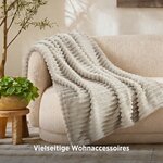 BEDSURE Kuscheldecke 150x200 Zimmer Deko - Tagesdecke, Beige 10-beige 150 x 200 cm 4