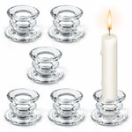 Sechs transparente Kerzenhalter aus Glas mit gestapeltem Ringdesign