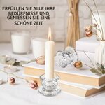 6 Stück Kerzenständer Glas,Kerzenhalter für Stabkerzen,Stabkerzenhalter Glas für Hochzeit Weihnachten Party (Transparent) 4