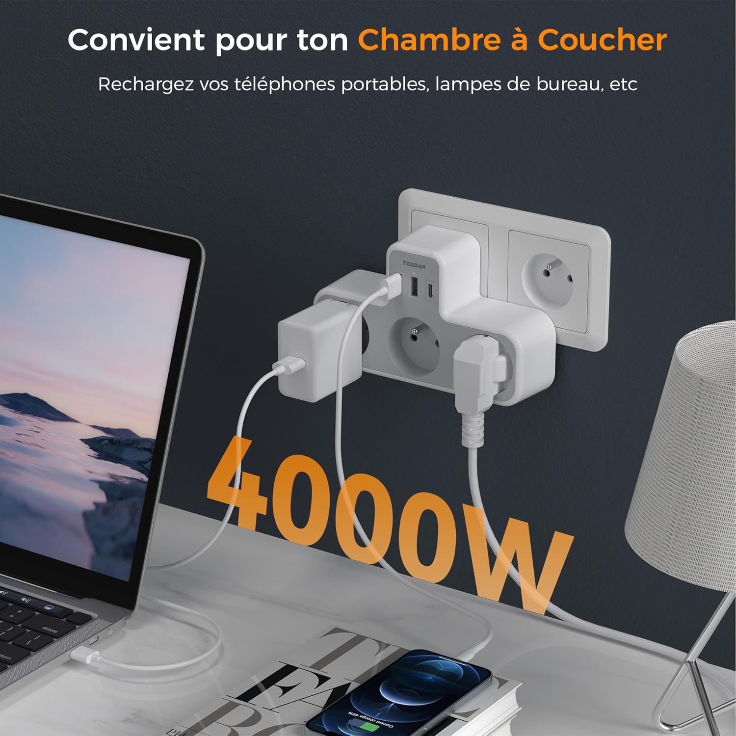 Multiprise qui supporte jusquà 4000 W