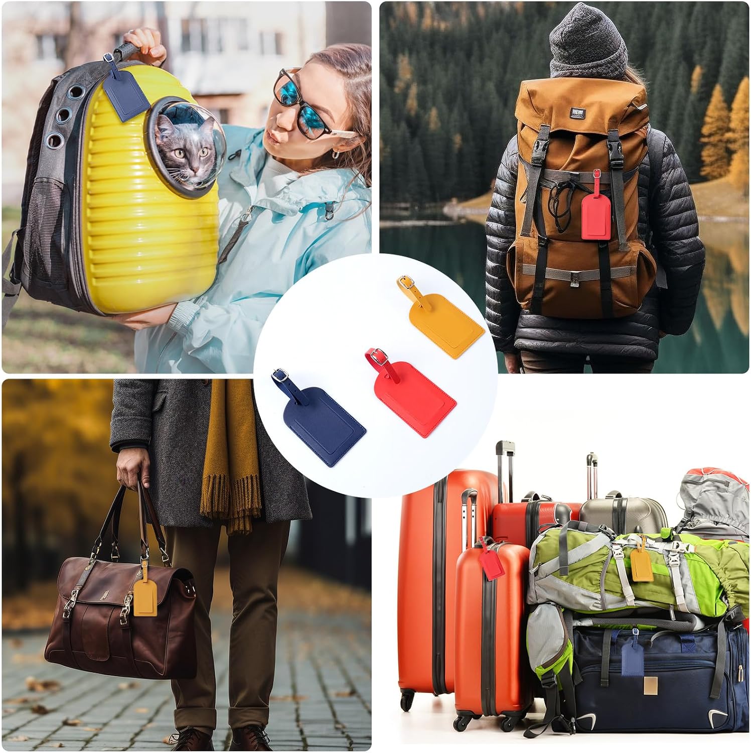 Étiquettes accrochées à des valises et des sacs