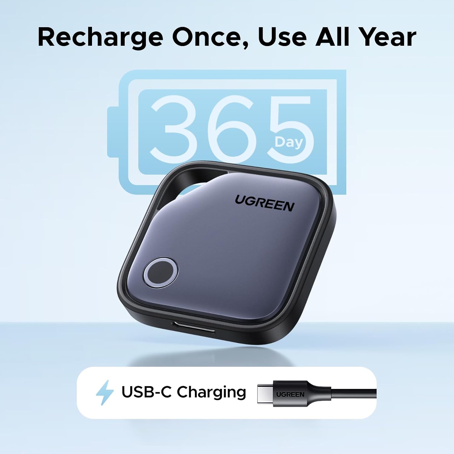 Traceur rechargeable en USB-C, environ un an dautonomie
