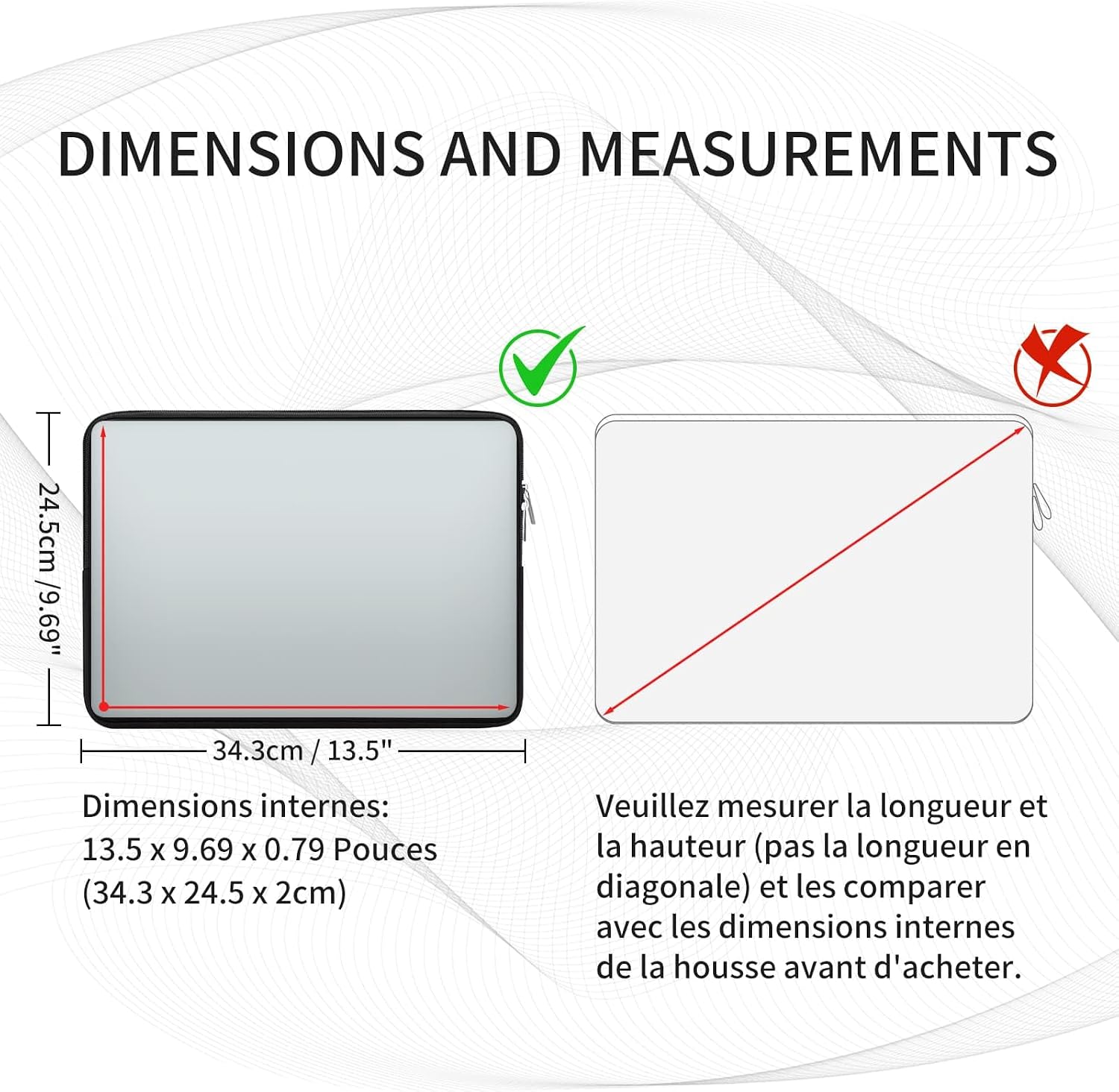 Dimensions de la housse pour ordinateur 14 pouces