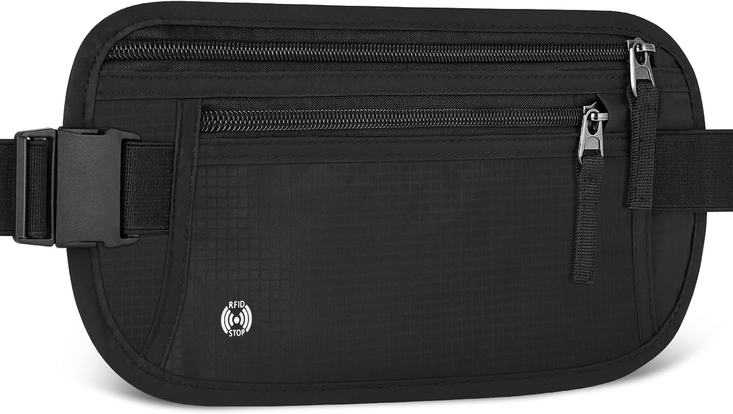 Ceinture de voyage noire anti-RFID portée sous les vêtements