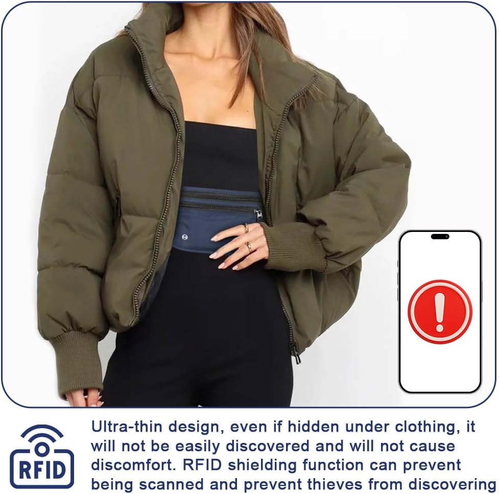 Ceinture invisible sous un manteau, protégée contre le vol à distance