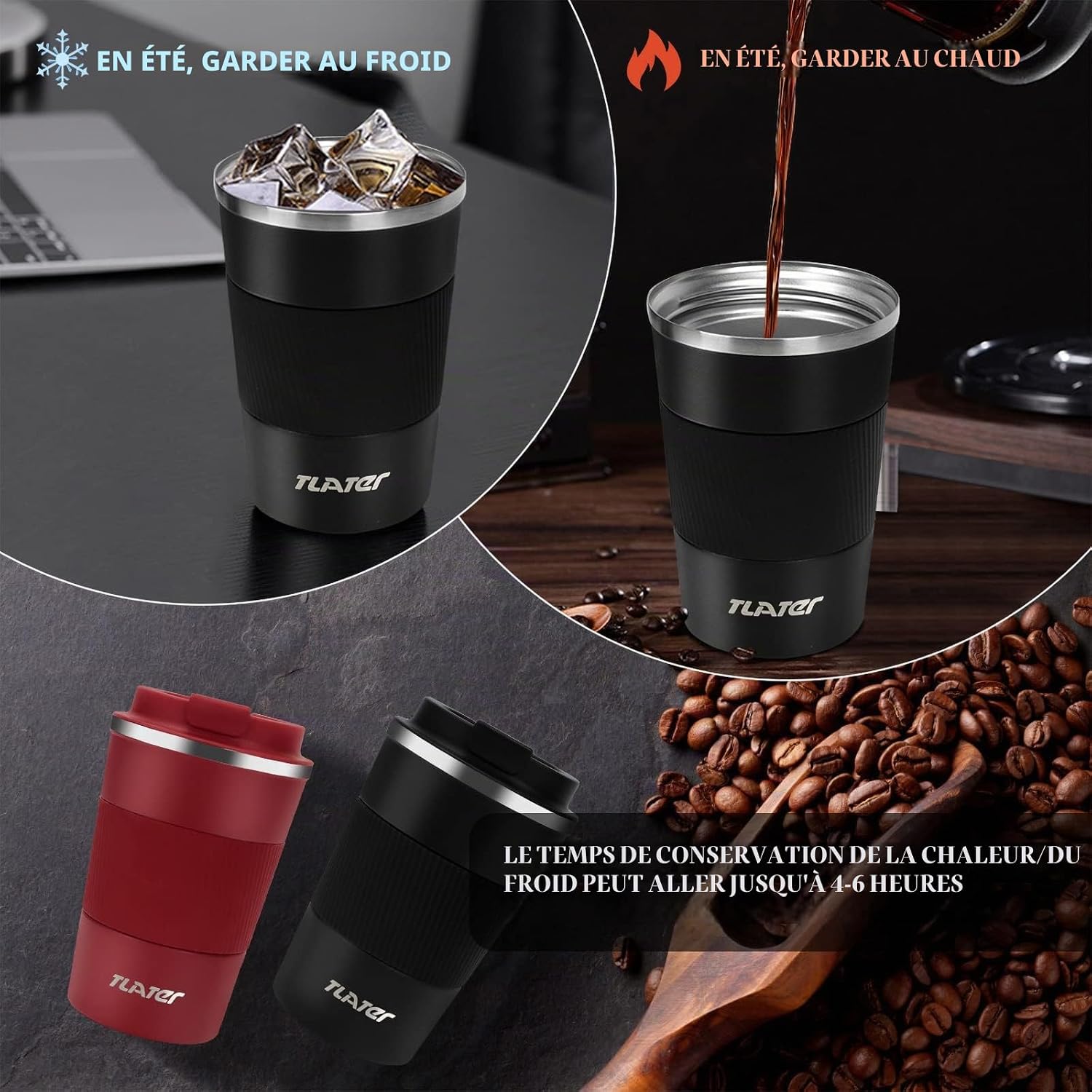 Mug isotherme rempli de café chaud