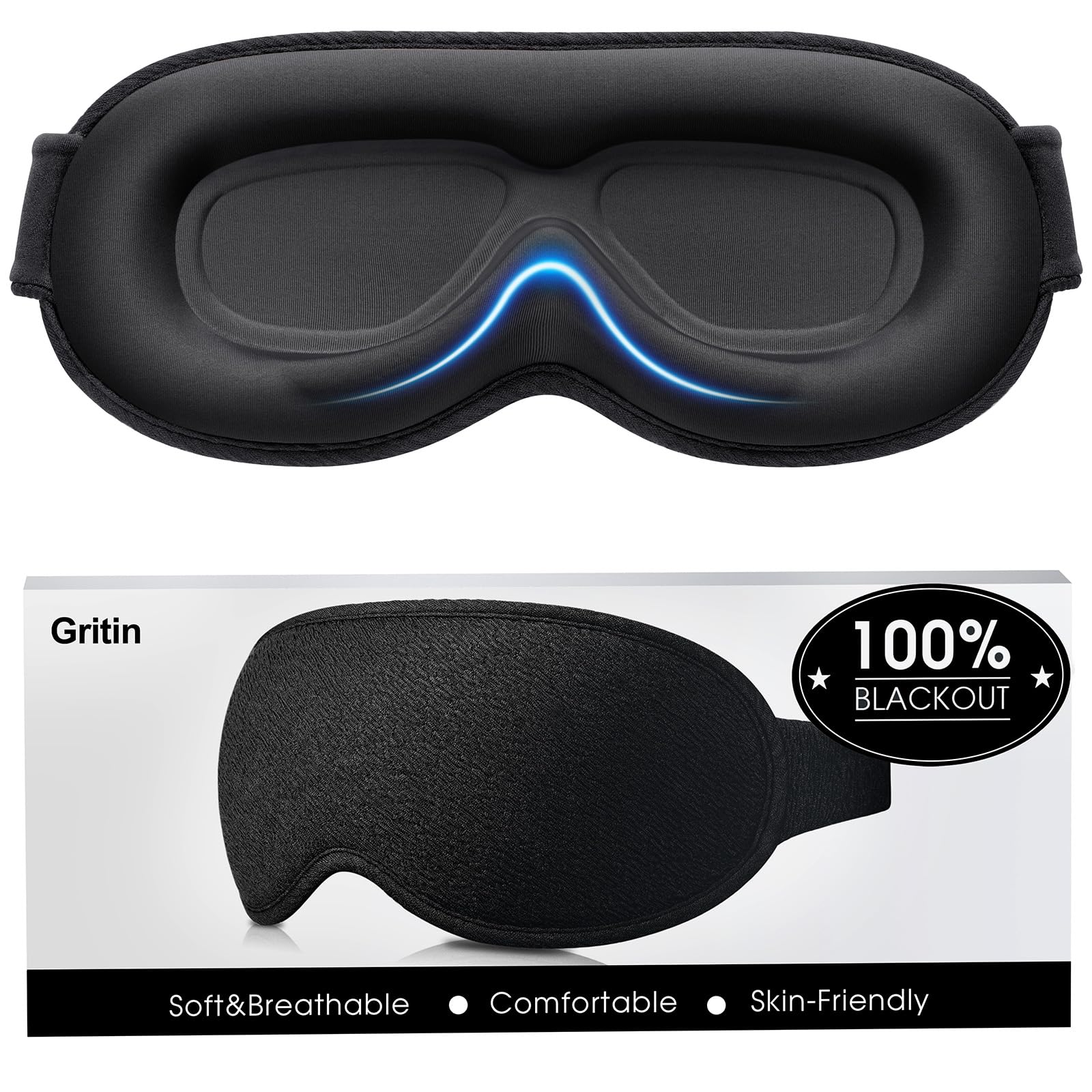 Masque de sommeil 3D noir avec ses bouchons d'oreilles