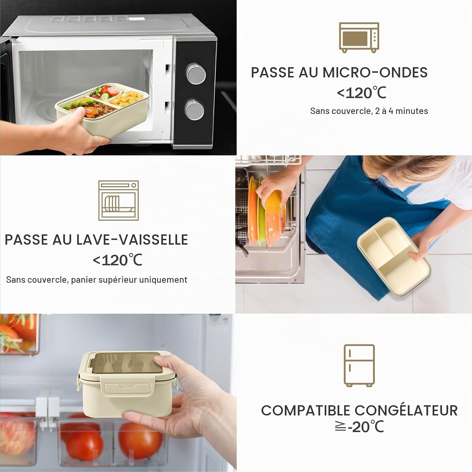 Boîte repas compatible micro-ondes et lave-vaisselle