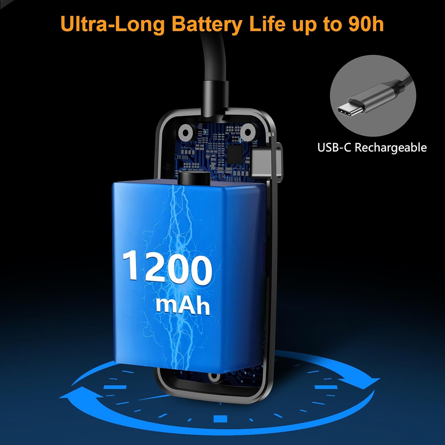 Batterie de 1200 mAh, jusquà 80 heures déclairage