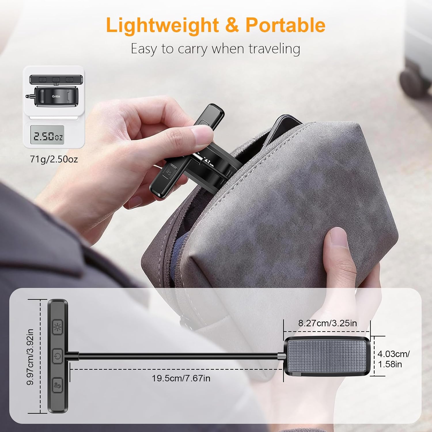 Lampe légère et compacte, rangée dans une pochette
