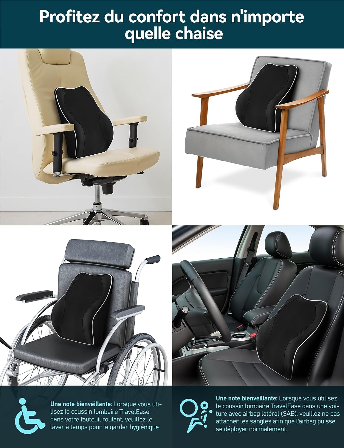 Confort du coussin lombaire sur un siège